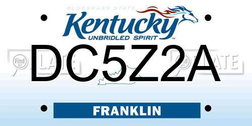 DC5Z2A Kentucky License Plate