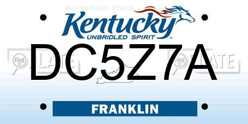DC5Z7A Kentucky License Plate