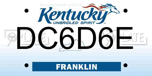 DC6D6E Kentucky License Plate