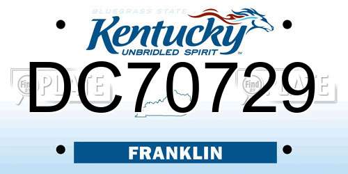 DC70729 Kentucky License Plate