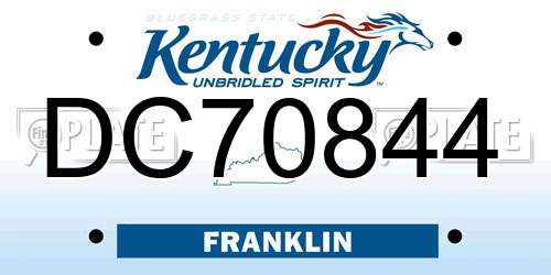 DC70844 Kentucky License Plate