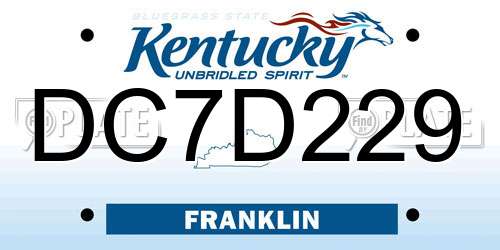 DC7D229 Kentucky License Plate