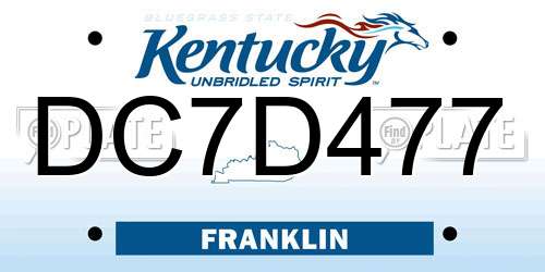 DC7D477 Kentucky License Plate