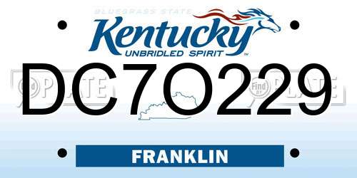 DC7O229 Kentucky License Plate