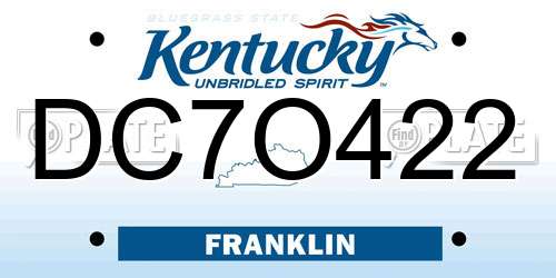 DC7O422 Kentucky License Plate
