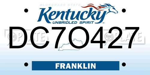 DC7O427 Kentucky License Plate