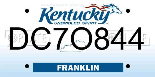 DC7O844 Kentucky License Plate