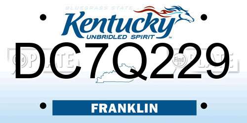 DC7Q229 Kentucky License Plate