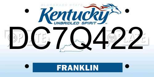 DC7Q422 Kentucky License Plate