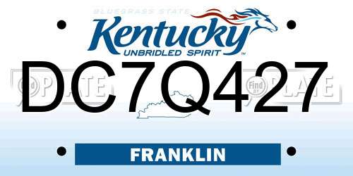 DC7Q427 Kentucky License Plate