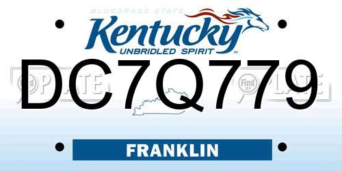 DC7Q779 Kentucky License Plate