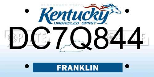 DC7Q844 Kentucky License Plate
