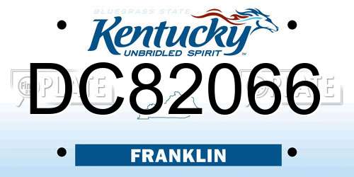 DC82066 Kentucky License Plate