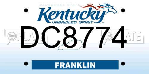 DC8774 Kentucky License Plate