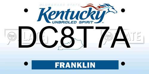 DC8T7A Kentucky License Plate