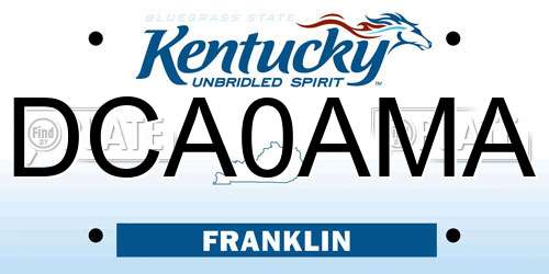 DCA0AMA Kentucky License Plate