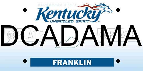 DCADAMA Kentucky License Plate