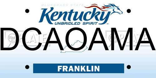 DCAOAMA Kentucky License Plate