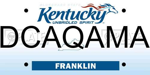 DCAQAMA Kentucky License Plate