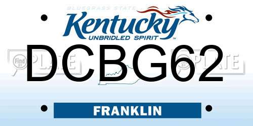 DCBG62 Kentucky License Plate