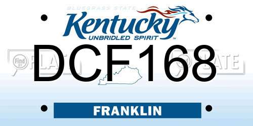 DCF168 Kentucky License Plate