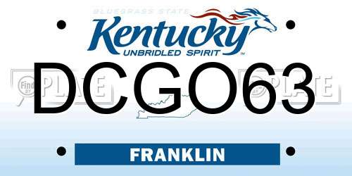 DCGO63 Kentucky License Plate