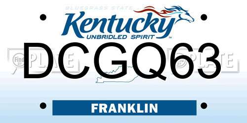 DCGQ63 Kentucky License Plate