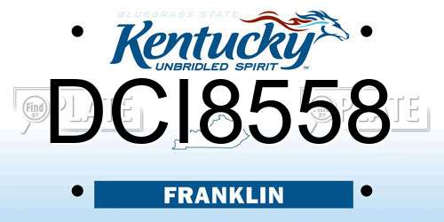DCI8558 Kentucky License Plate
