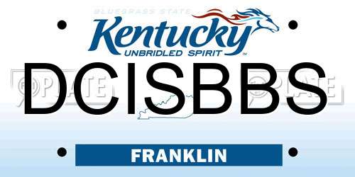 DCISBBS Kentucky License Plate