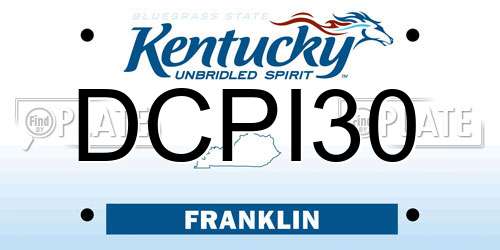 DCPI30 Kentucky License Plate