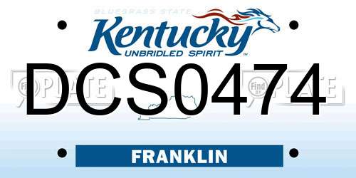 DCS0474 Kentucky License Plate