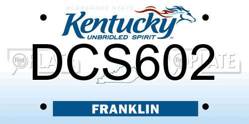 DCS602 Kentucky License Plate