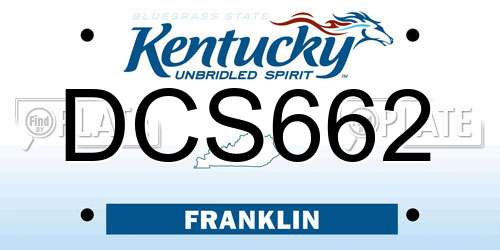DCS662 Kentucky License Plate