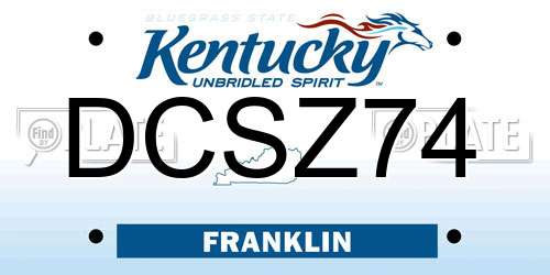 DCSZ74 Kentucky License Plate