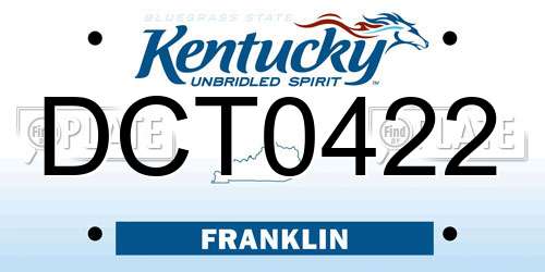 DCT0422 Kentucky License Plate