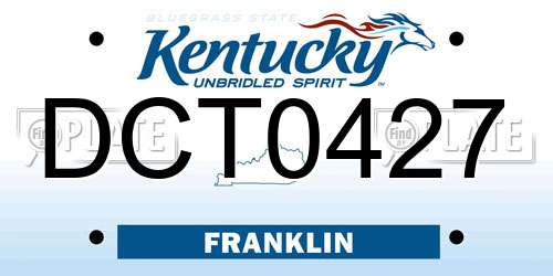 DCT0427 Kentucky License Plate