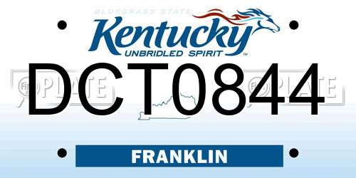 DCT0844 Kentucky License Plate