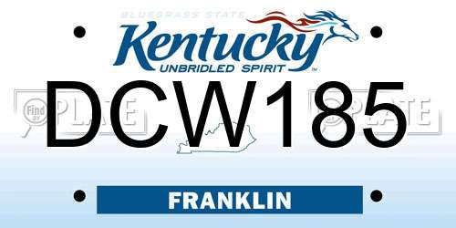 DCW185 Kentucky License Plate