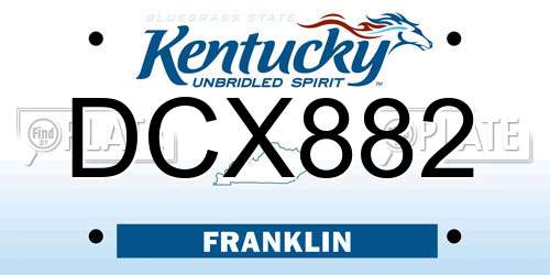 DCX882 Kentucky License Plate
