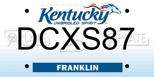 DCXS87 Kentucky License Plate