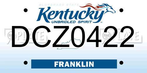 DCZ0422 Kentucky License Plate