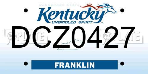 DCZ0427 Kentucky License Plate