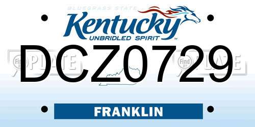 DCZ0729 Kentucky License Plate