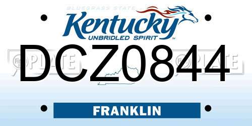 DCZ0844 Kentucky License Plate