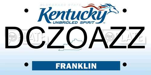DCZOAZZ Kentucky License Plate