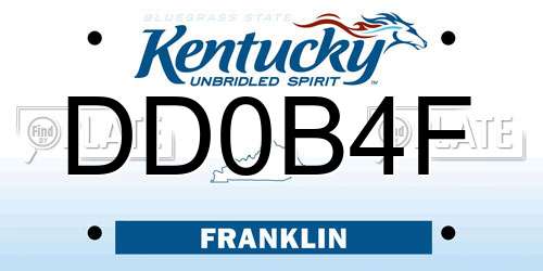 DD0B4F Kentucky License Plate
