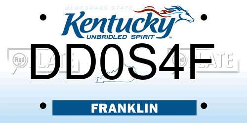 DD0S4F Kentucky License Plate