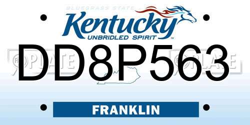 DD8P563 Kentucky License Plate
