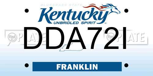 DDA72I Kentucky License Plate