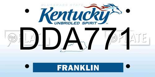 DDA771 Kentucky License Plate